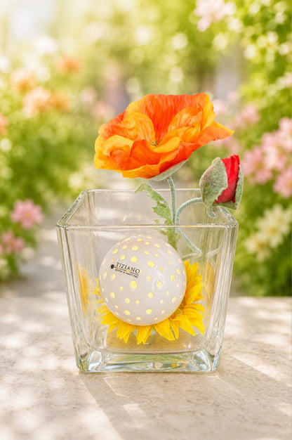 Dekoset Glas Alone mit LED Lichtkugel Padova und Blumen
