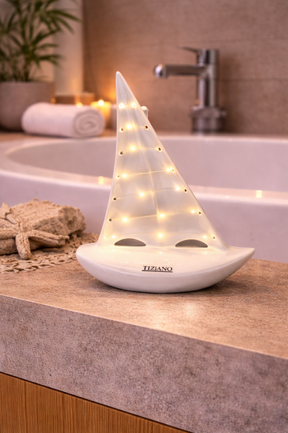 Deko Boot Andiamo LED weiß-creme