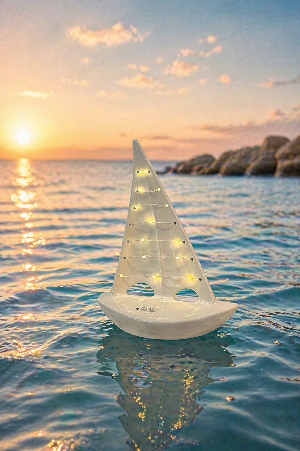 Deko Boot Andiamo LED weiß-creme