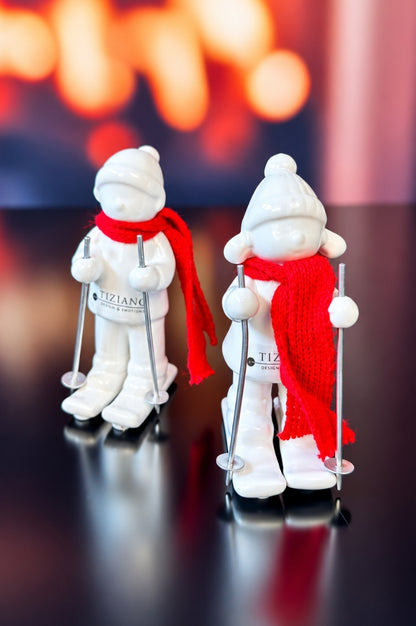 Deko Kinder Antea auf Skier+Schal creme-weiß