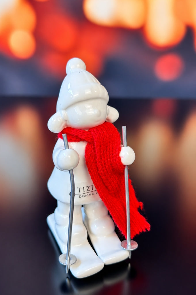 Deko Kinder Antea auf Skier+Schal creme-weiß
