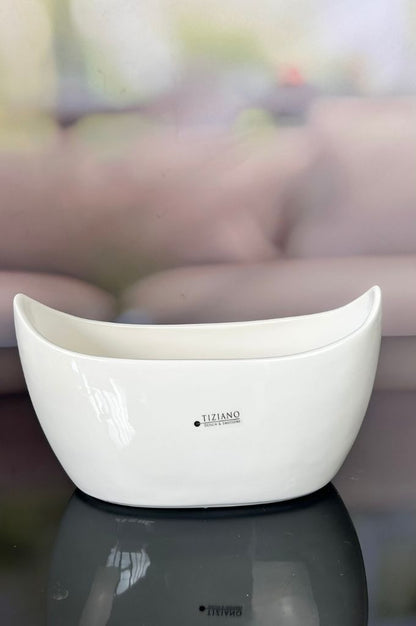 Schale Arco oval XL creme-weiß