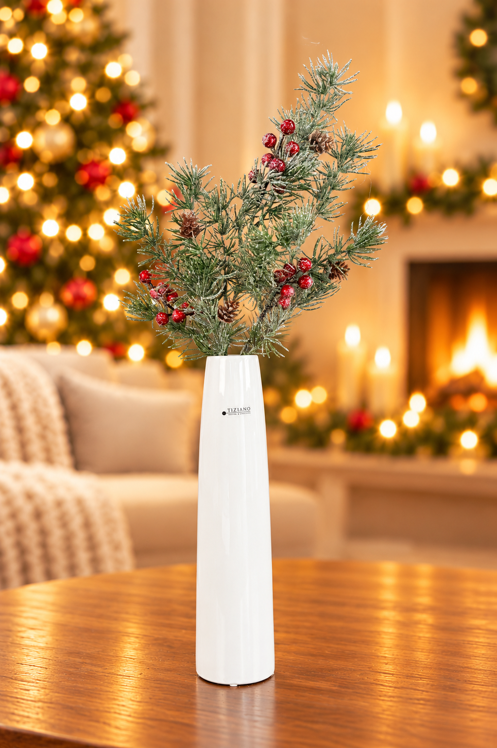 Deko Beerenzweig 78cm Winter geeist