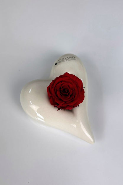 Dekoset Herz Belvina 11,5 liegend mit Infinity Rose rot