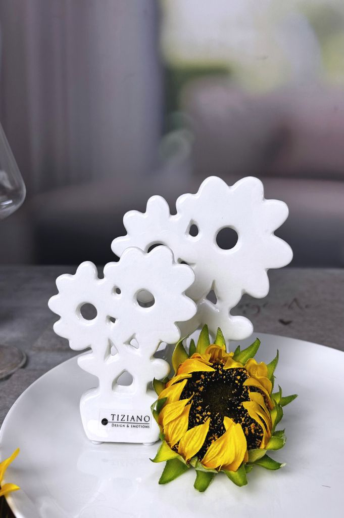 Deko Doppelblume Folina creme-weiß