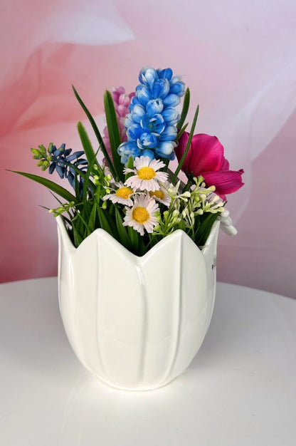 Dekoset Kübel Tolina+Blumen+Hänger Blume Piana rosa