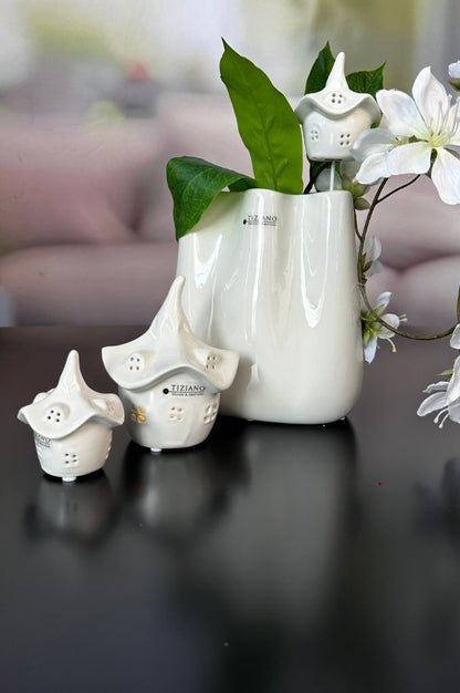 Stecker Minihäuser creme-weiß