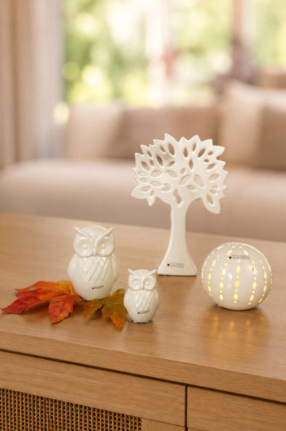 Dekoset Eule Aurelia+Lichtkugel Burano+Baum Gavello