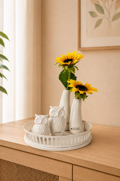 Dekoset Metallschale Canneto mit Vase Torano+Eule Aurelia
