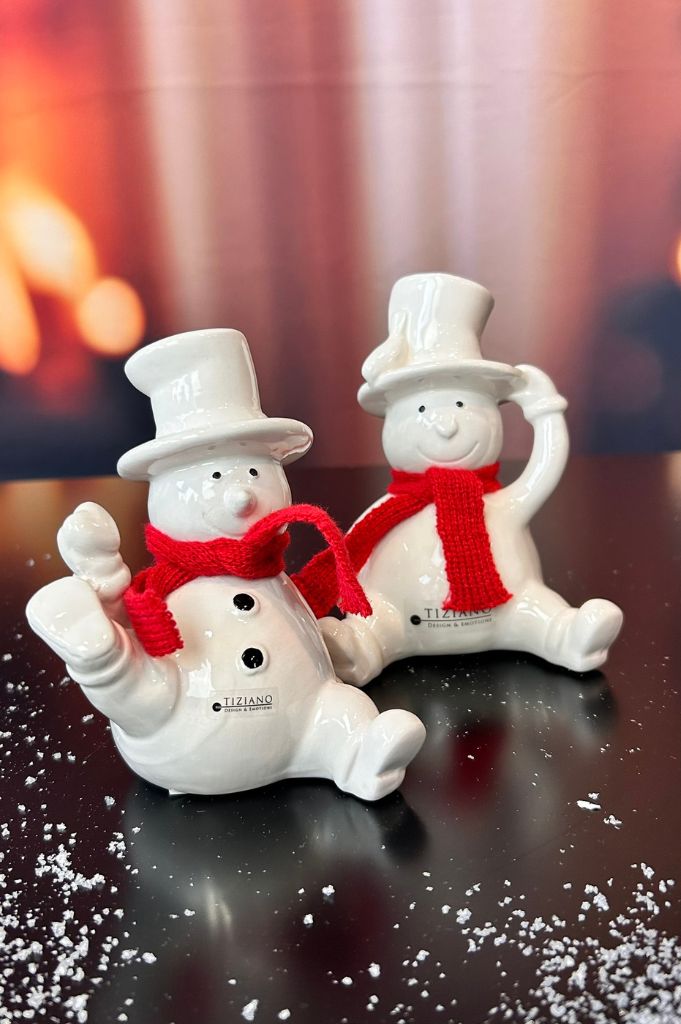 Deko Schneemann Carlo mit rotem Schal