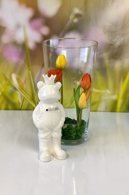 Dekoset Glasvase Carnia mit Froschvater Vico creme-weiß