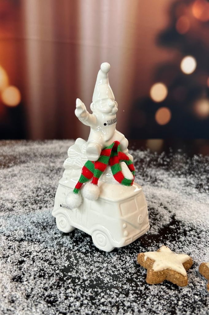 Dekoset Bus Caso mit Baum und Santa Linus creme-weiß