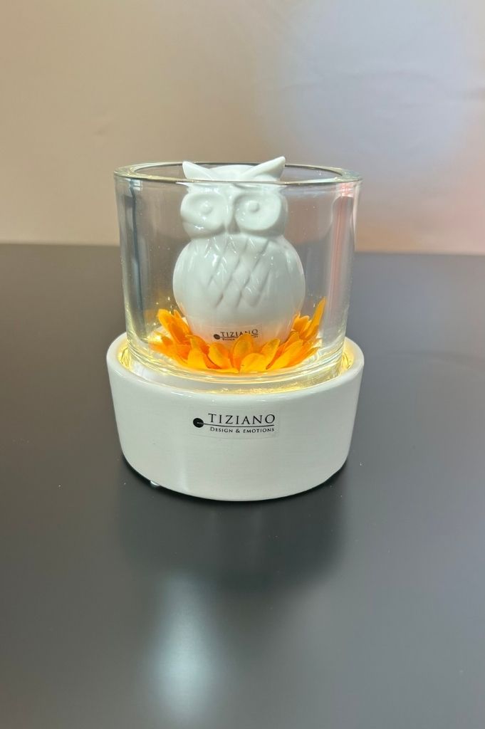 Dekoset Castello mit Eule Aurelia creme-weiß