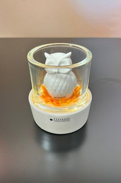 Dekoset Castello mit Eule Aurelia creme-weiß