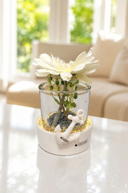 Dekoset Windlicht Castello LED mit Gerbera und Anker
