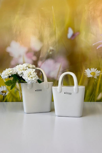 Pflanztasche Cesta creme-weiß