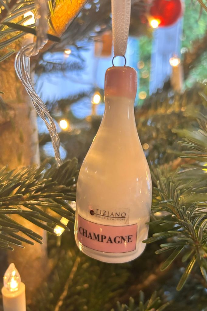 Deko Baumhänger Sektfllasche Festa 8,5cm dekoriert