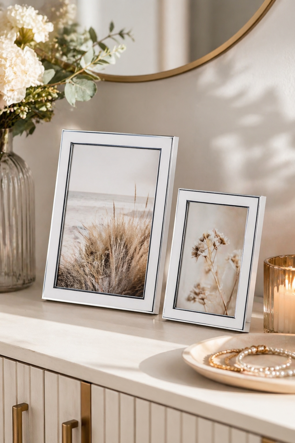 Fotorahmen 10x15cm Alu silber-weiß