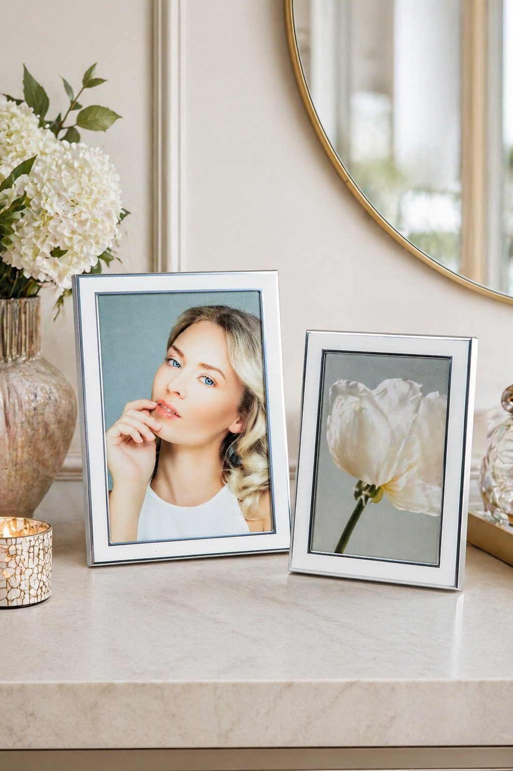 Fotorahmen 10x15cm Alu silber-weiß