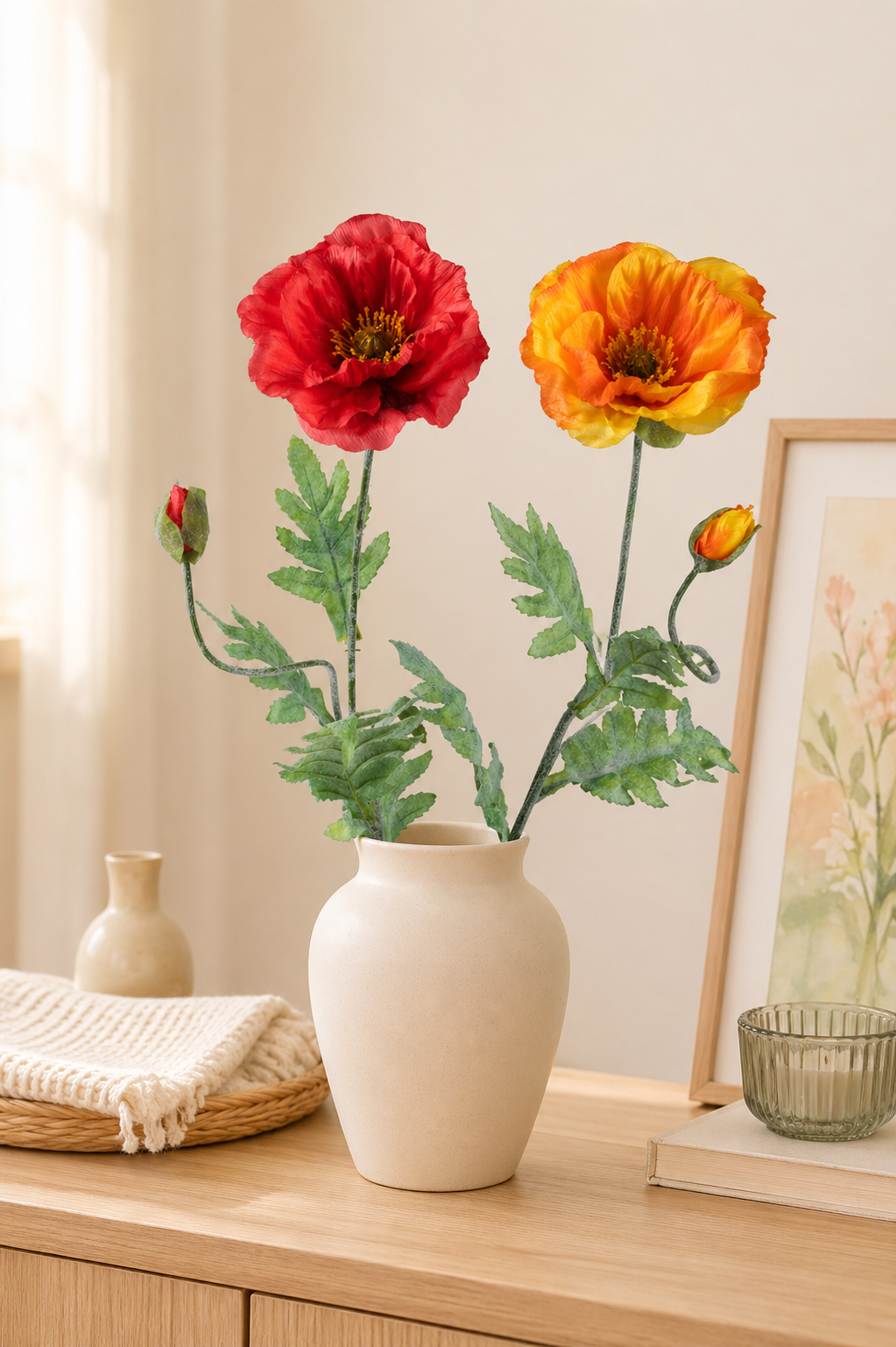 Deko Mohn 72cm farbig