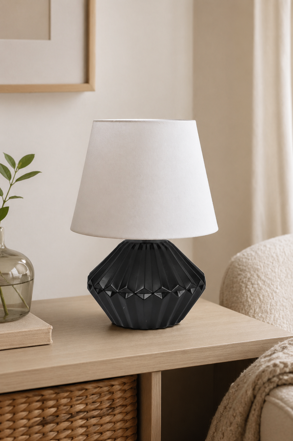 Deko Lampe 46cm breit schwarz-matt