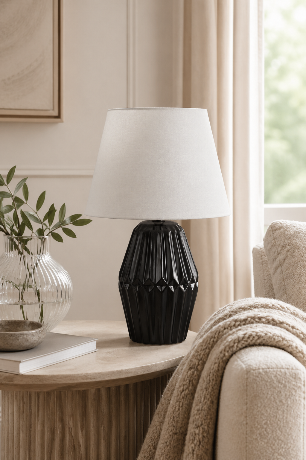 Deko Lampe 46cm hoch schwarz-matt