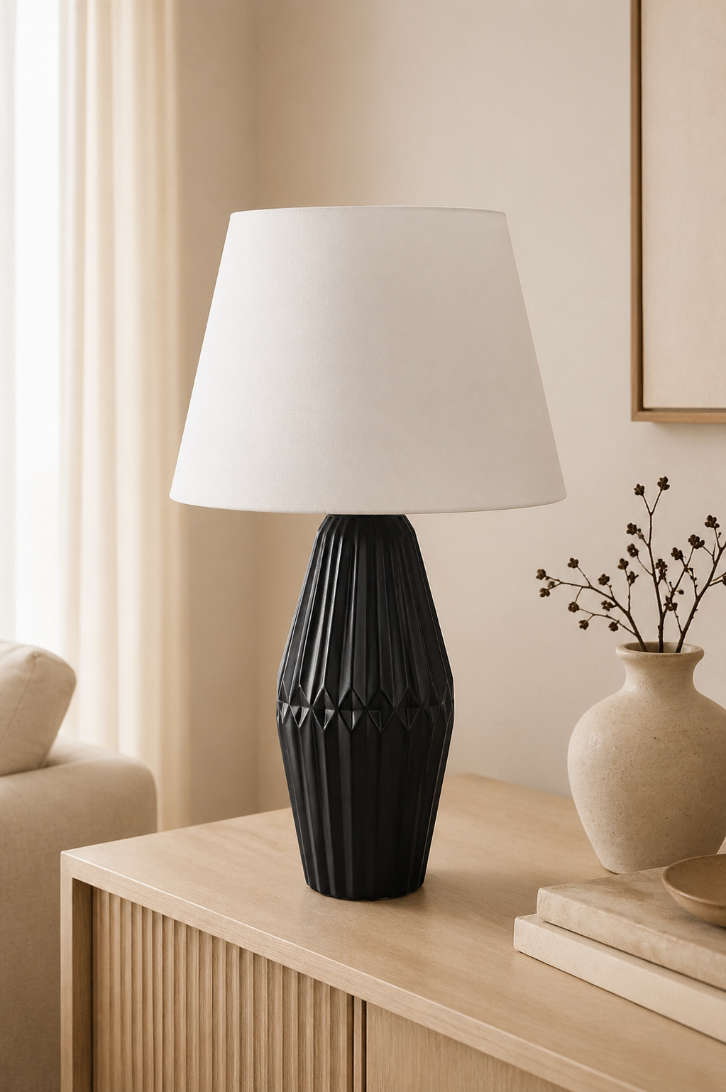 Deko Lampe 57cm hoch schwarz-matt