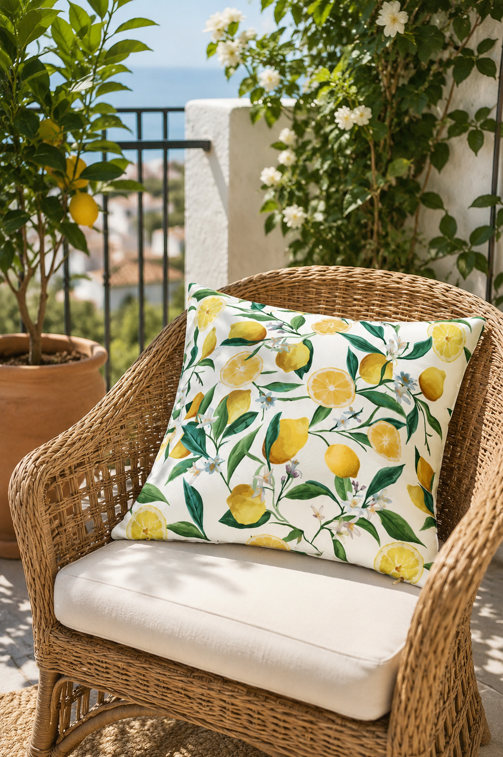 Deko Kissen 45x45cm mit Zitronen wetterfest
