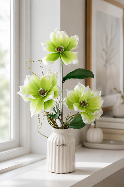 Deko Foam Magnolie 106cm grün-weiß