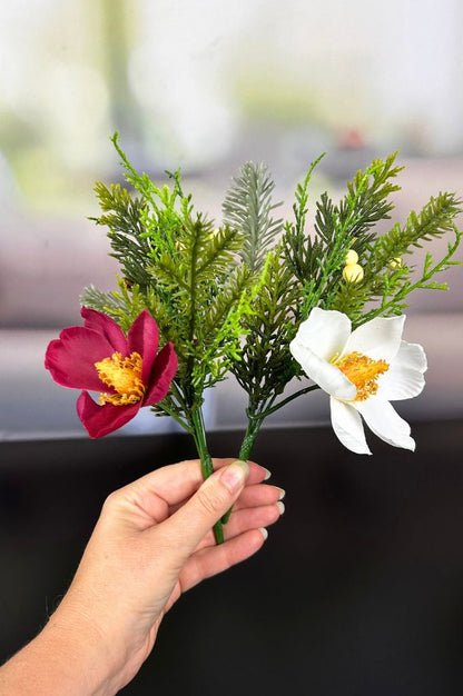 Tischdeko Tanne-Christrose 22cm weiß