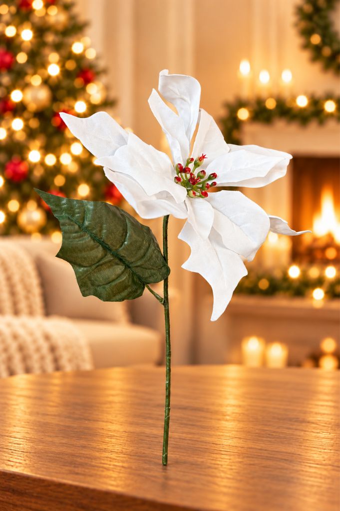 Deko Weihnachtsstern 45cm Velvet weiß