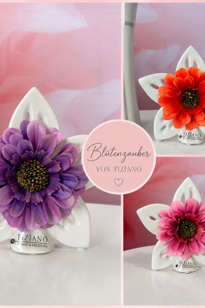 Dekoset Blume Elara creme-weiß 17cm mit Zinnie