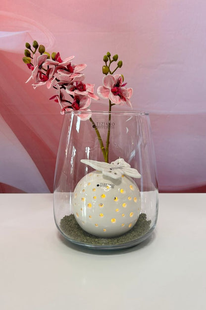 Dekoset Vase Collina mit LED Kugel Padova