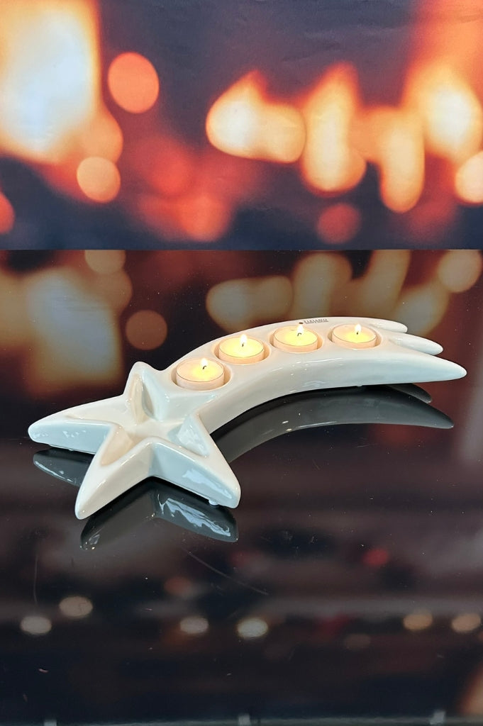 Deko Teelicht Sternschnuppe Cometa 25cm creme-weiß