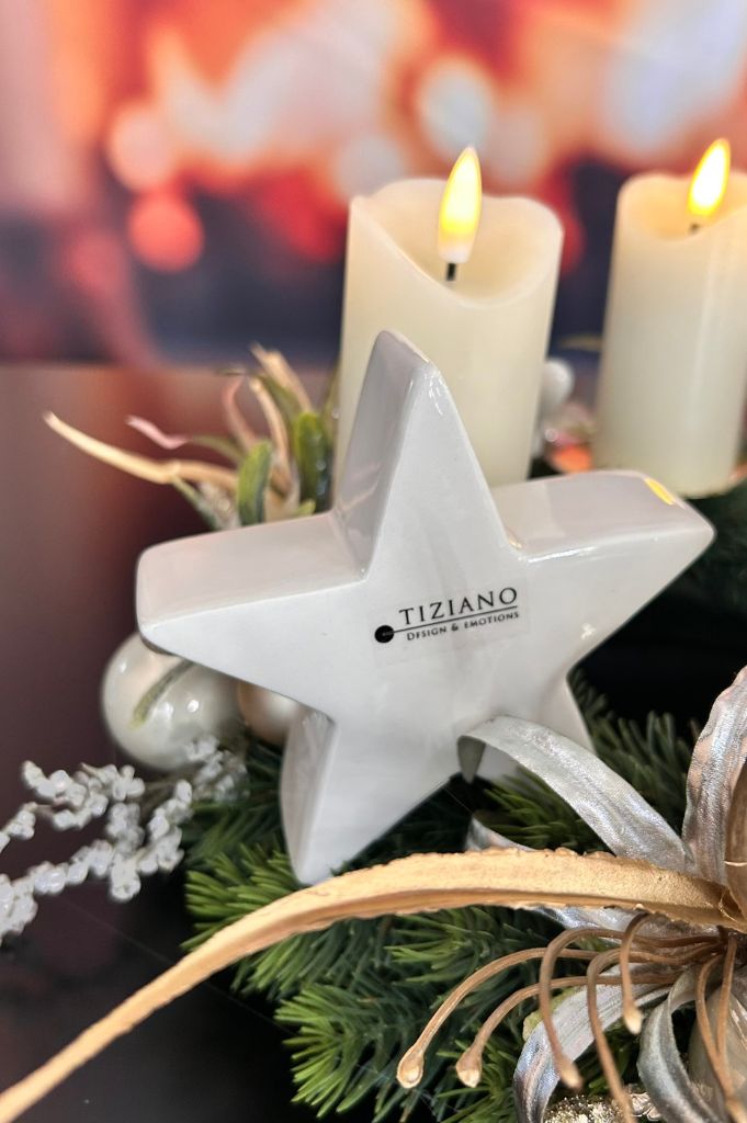 Adventskranz mit Kerze Sotto LED+Stern Cometa+Nora