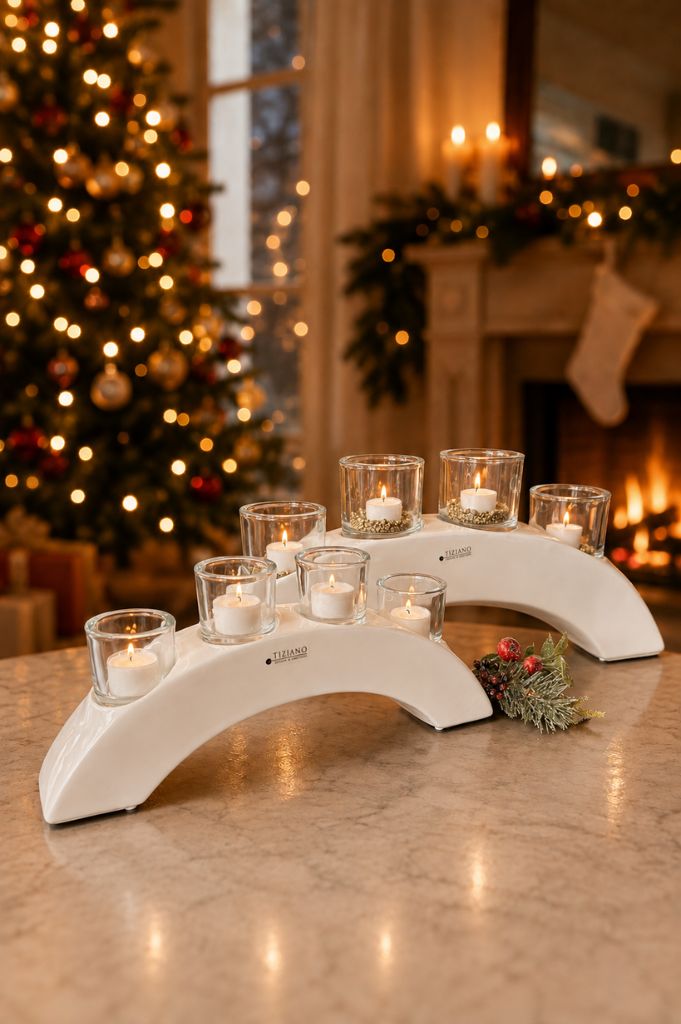 Adventsbogen Cortea creme-weiß  mit Glas klar