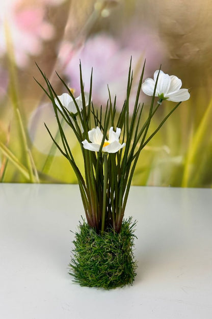 Deko Cosmea auf Grassockel farbig