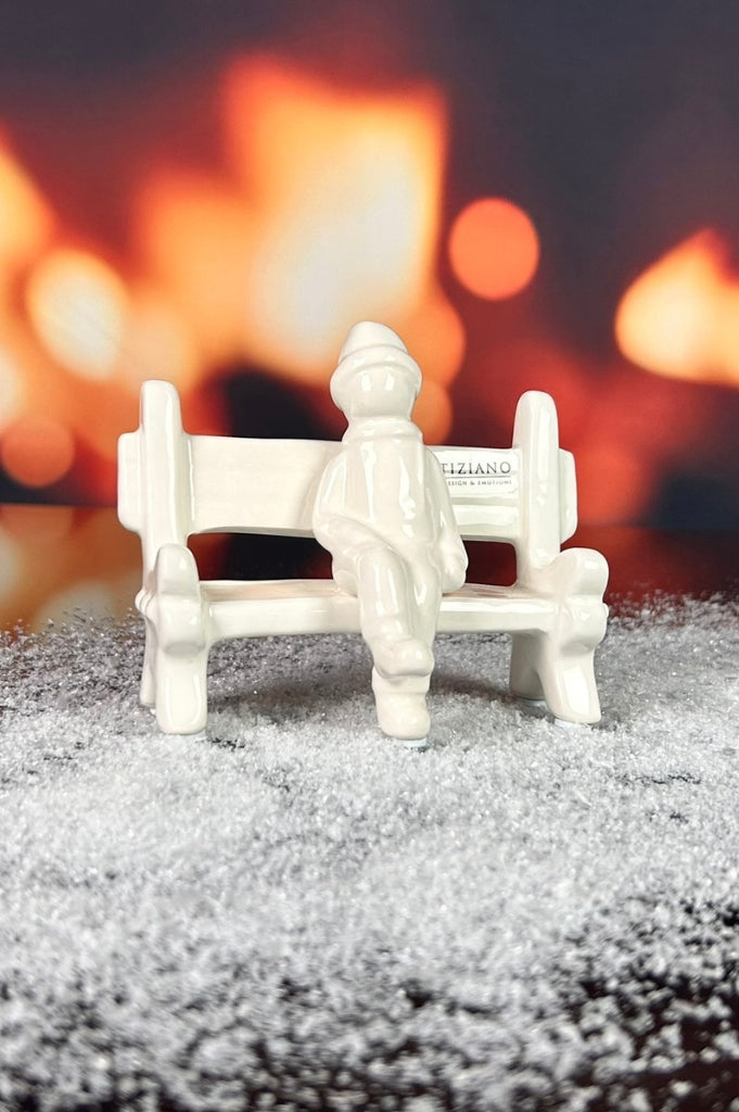 Deko Bank Caselle mit Mann 13cm creme-weiß