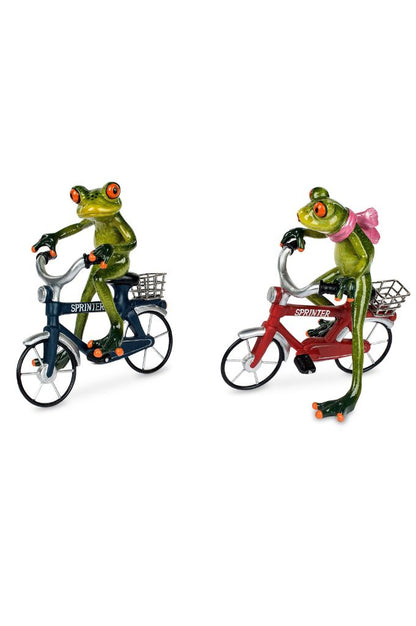Deko Frosch Fridolin hellgrün auf Fahrrad