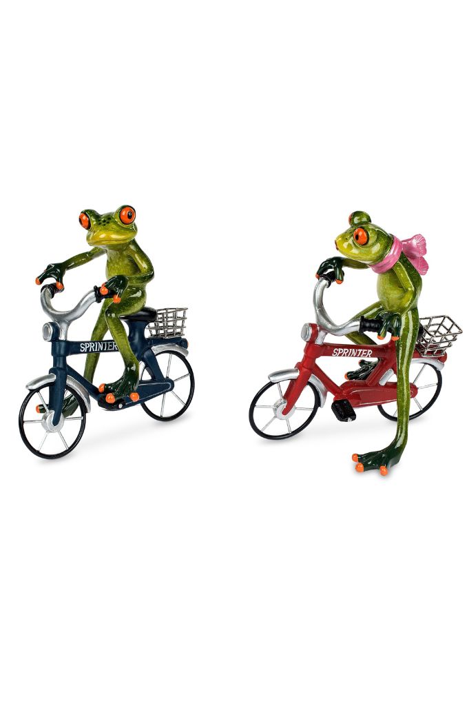 Deko Frosch Fridolin hellgrün auf Fahrrad