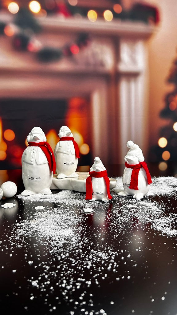 Deko Pinguin Flocke mit rotem Schal