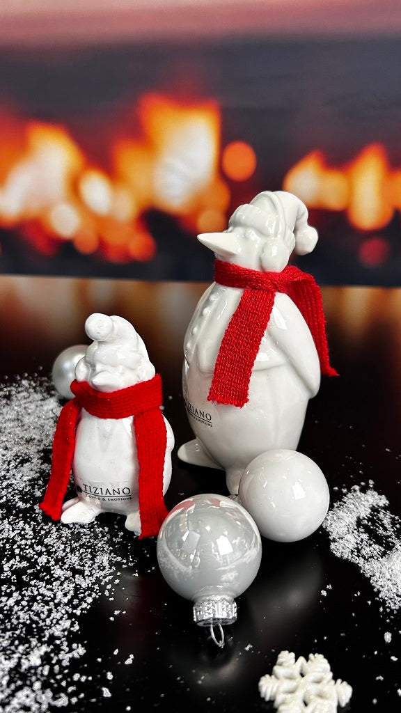 Deko Pinguin Flocke mit rotem Schal