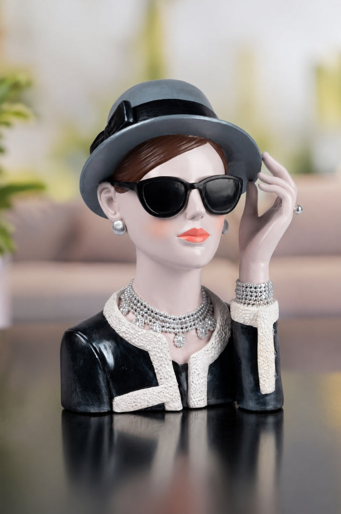 Deko Büste Dame 27cm schwarz