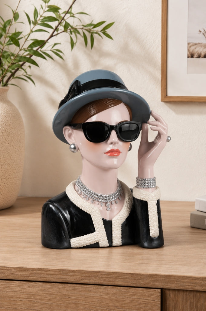 Deko Büste Dame 27cm schwarz