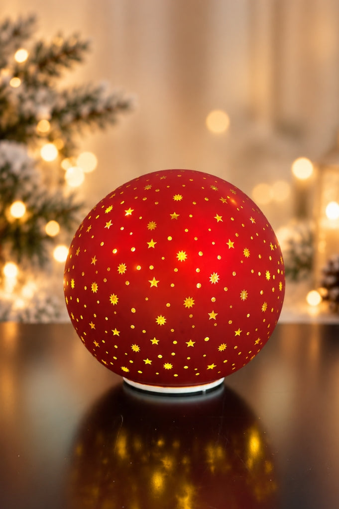 Deko Dreh Kugel LED Sterne rot