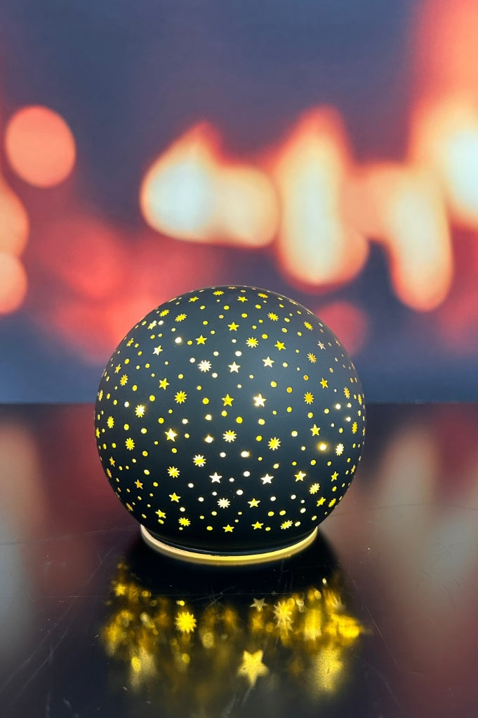 Deko Dreh Kugel LED Sterne schwarz