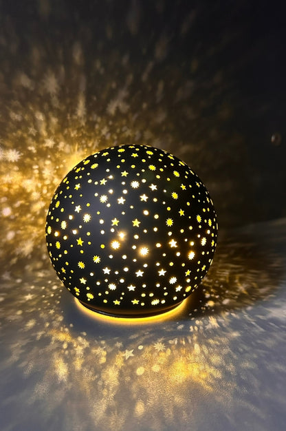 Deko Dreh Kugel LED Sterne schwarz