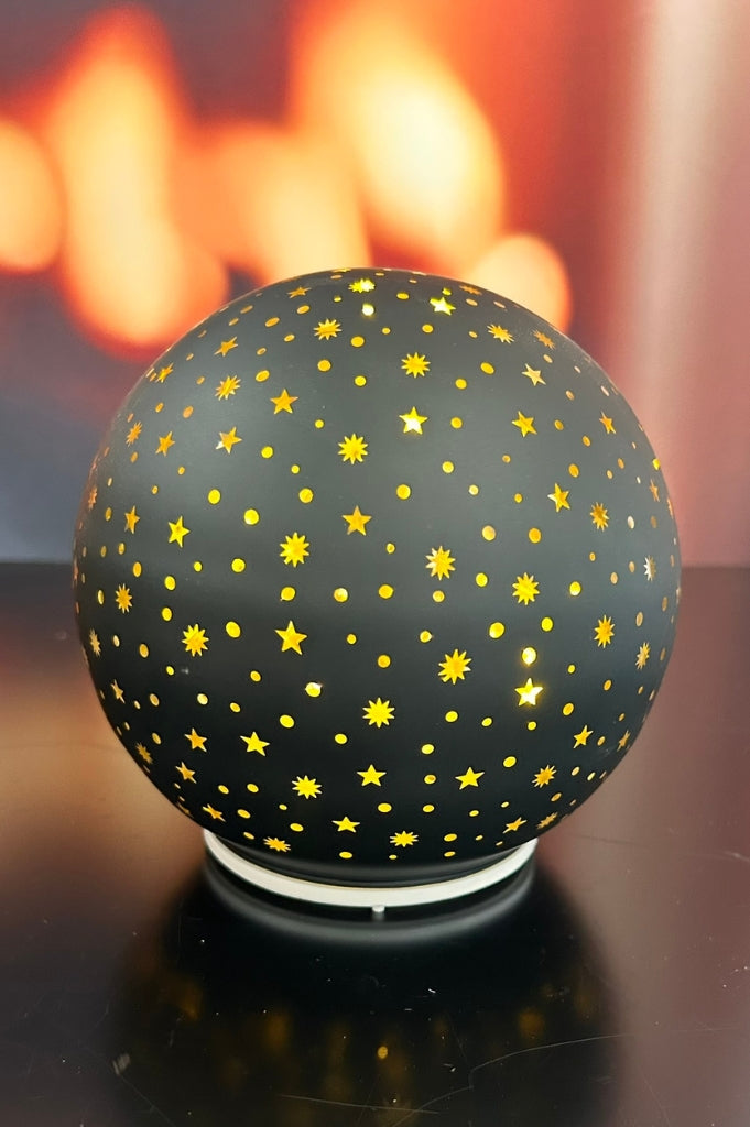 Deko Dreh Kugel LED Sterne schwarz
