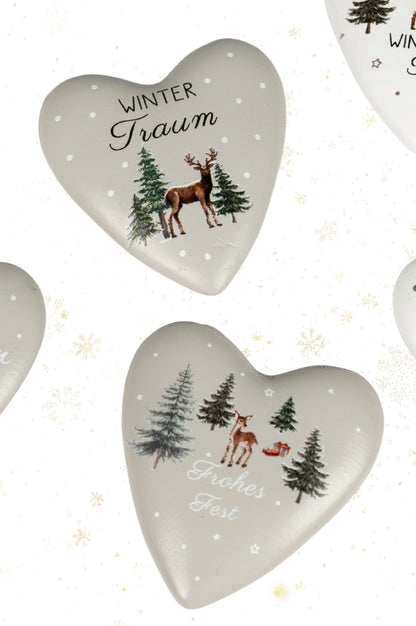 Deko Herzen 6cm Winter mit Botschaft