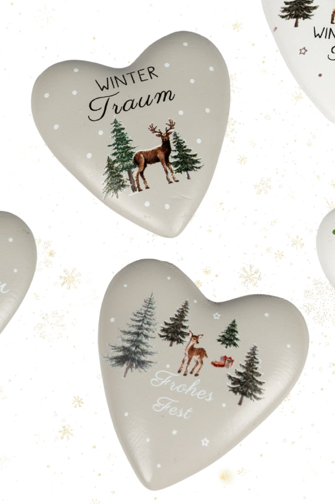 Deko Herzen 6cm Winter mit Botschaft